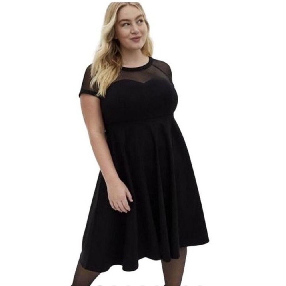 Torrid Mesh Skater Midi Swing Dress Sz 26 Whimsigoth‎ Rockabilly LBD Vamp Party